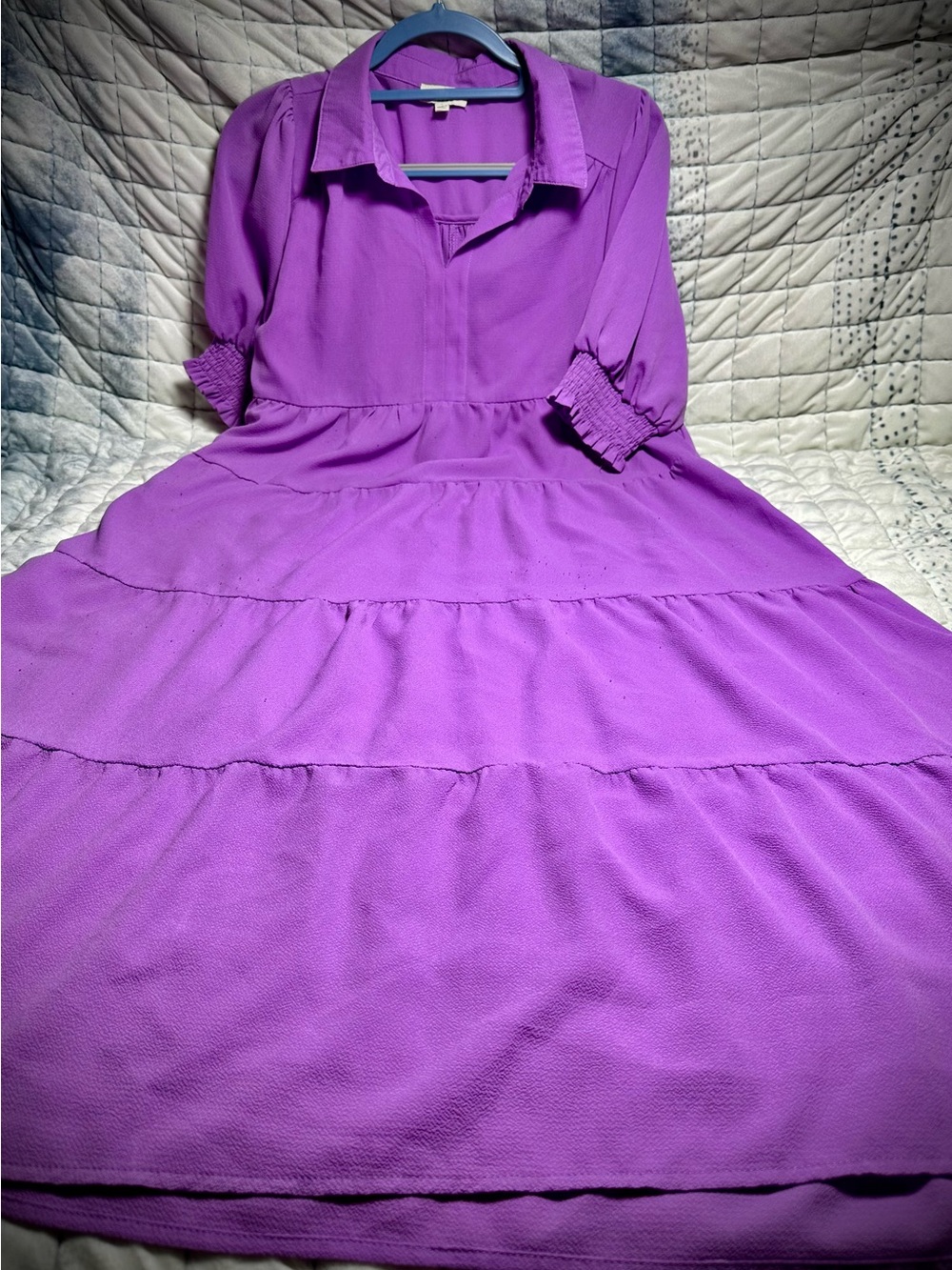 Umgee Violet Tiered Collared Maxi Dress